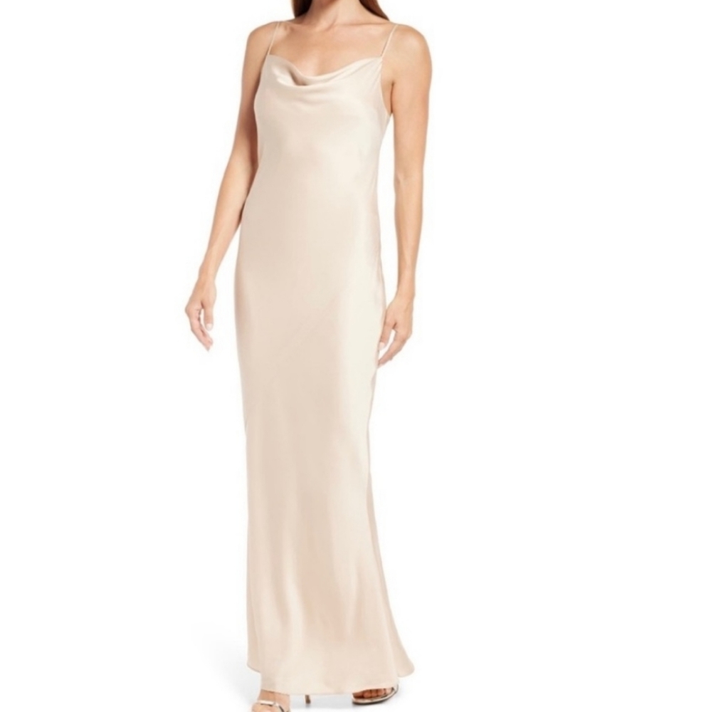 Shona Joy Luxe Bias Cowl Slip Dress Champagne Size 12 New With Tags